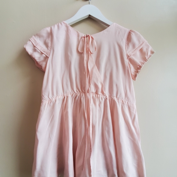 Pura Vida embroidered cotton pink top tie back, empire waist - Picture 5 of 7